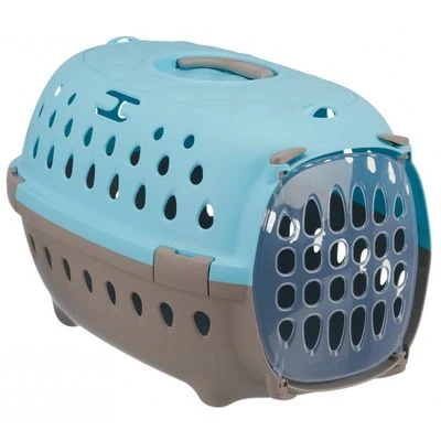 Modrá plastová prepravka na kočky s ventilací