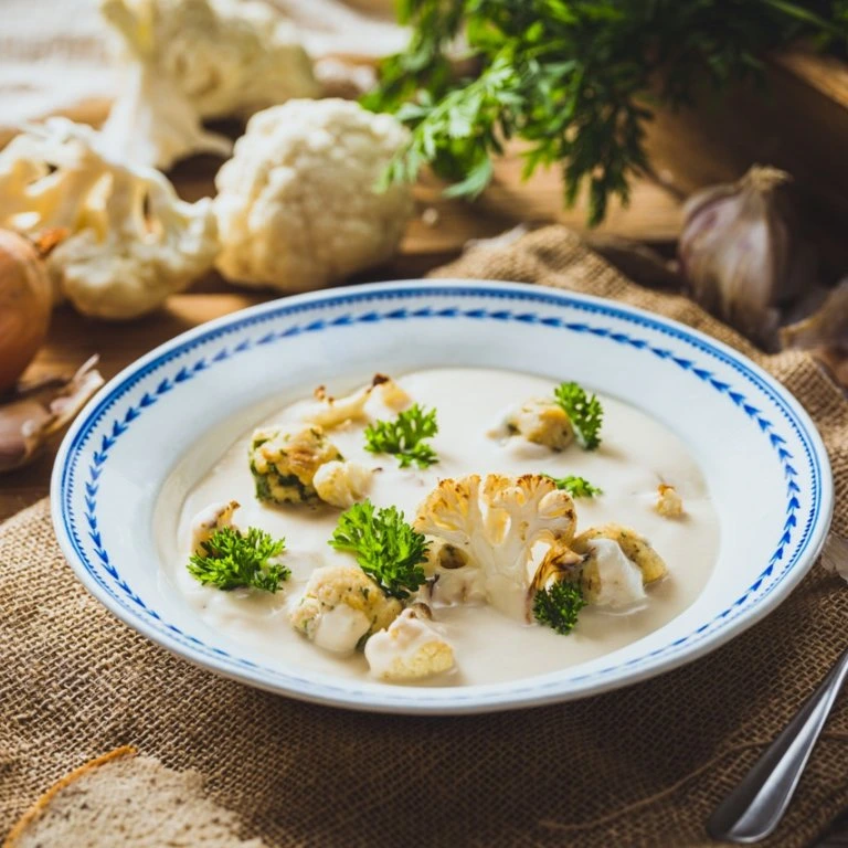 Klasická květáková polévka s parmezánem a petrželí
