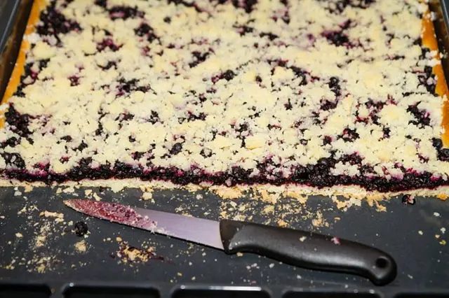Bakovaná drobenka s borůvkami a krupicovou vrstvou