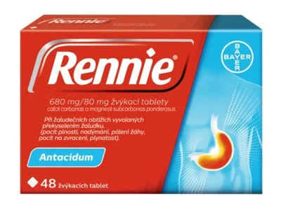 Tablety Rennie proti pálení žáhy a žaludečním obtížím