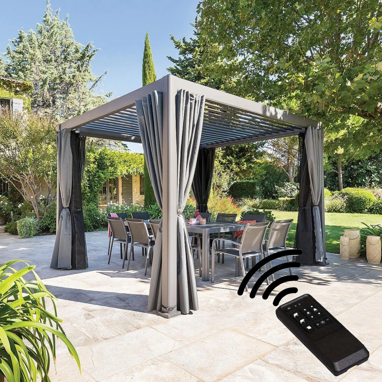 Moderná venkovní pergola s ovládáním na dálkové ovladači