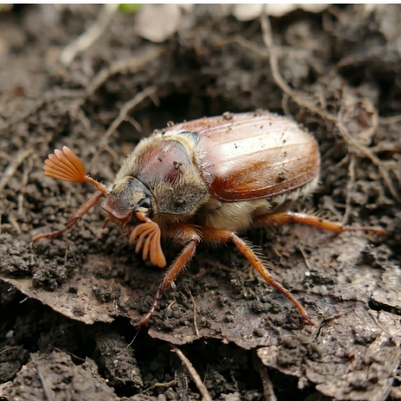 Japanese beetle on soil